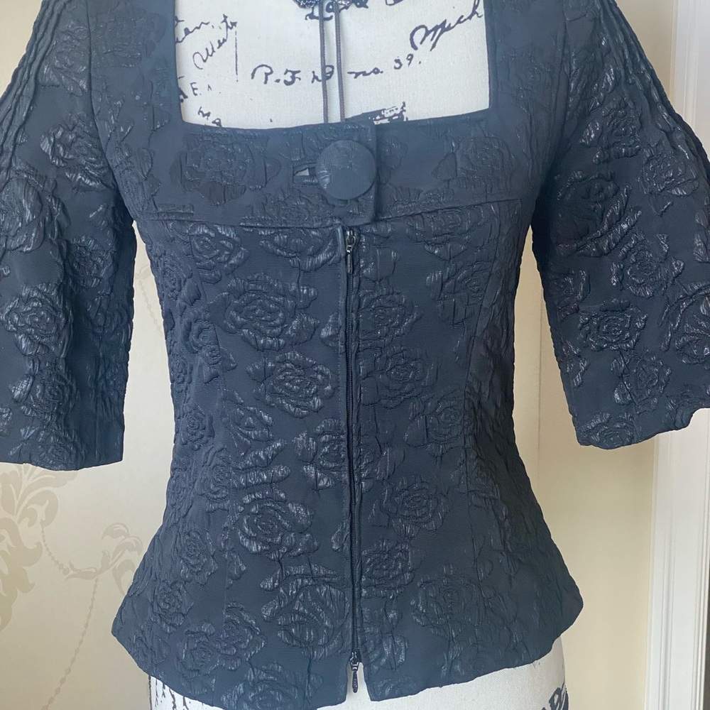 ANNE FONTAINE NAISSE BLACK ZIP JACKET / TOP - Picture 2 of 12